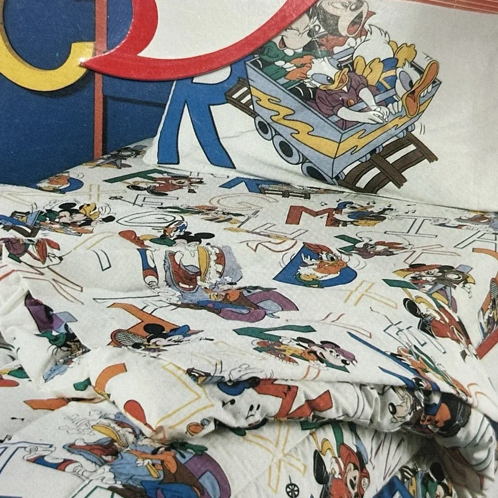 Vintage Mickey Goofy Donald Walt Disney Pacific 3pc Twin Sheet Set New Old Stock